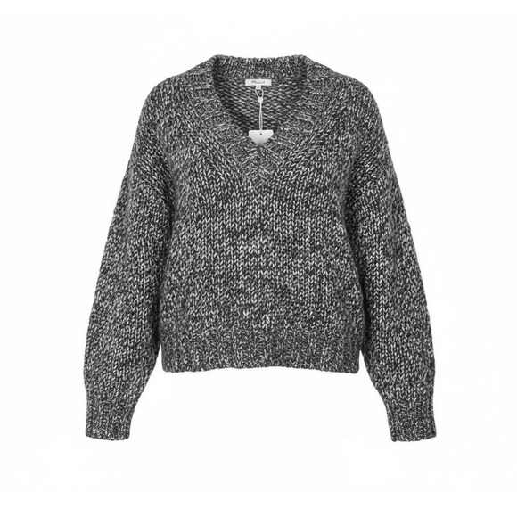Madewell Sweaters - Madewell Sweater Women S Black White Italian Yarn Wool Alpaca V-Neck Marled Knit